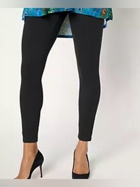NWT Women with Control Black Petite Womens Knit Leggings / Size 1X Petite